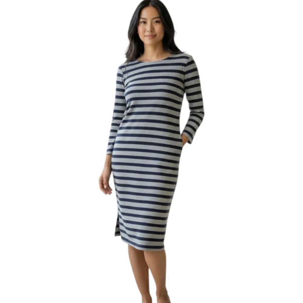 GAP NAVY & GRAY BOATNECK DRESS SZ.XS EUC.